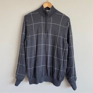 Fairway & Greene Italian Merino Wool 1/4 Zip Sweater Lined Medium Gray